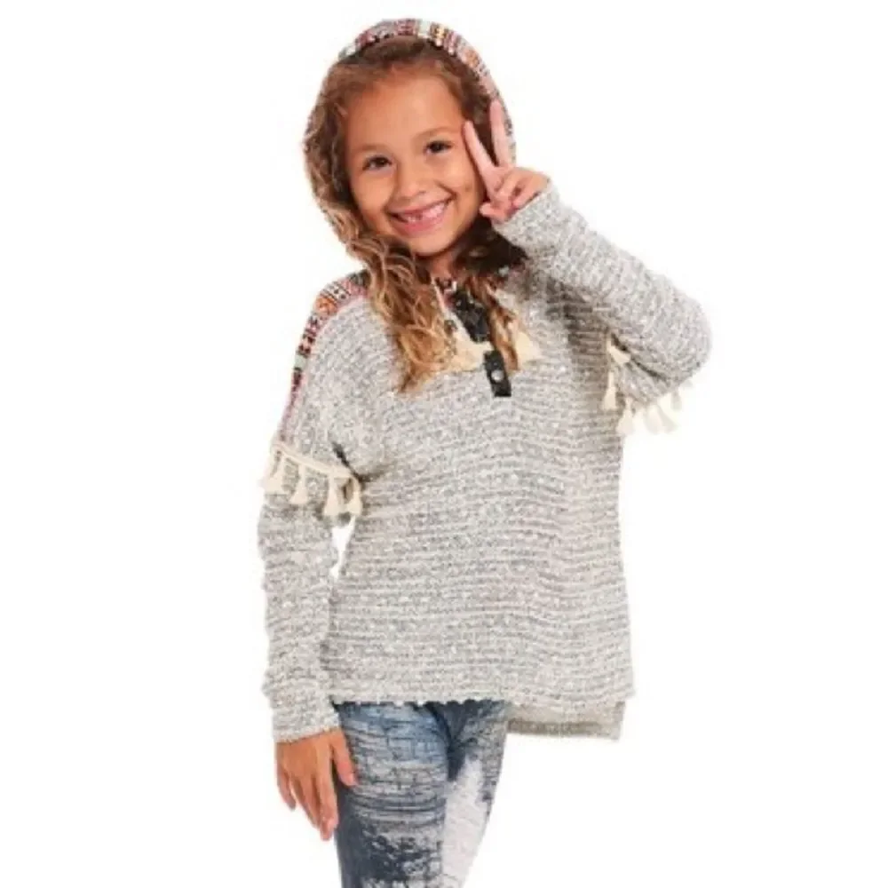 ✨4xHP✨Abercrombie Kids Girls Knit Fringed Sweater✨